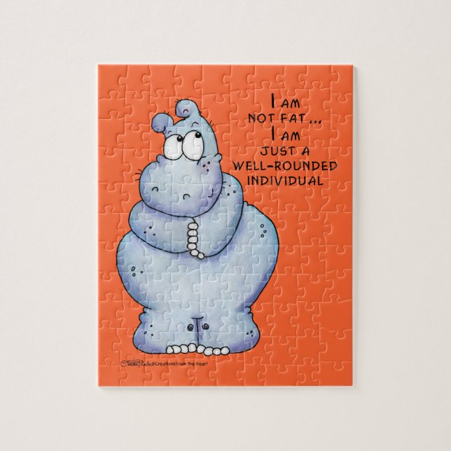 Puzzle Hippopotame Hippo-Bleu bien arrondi (Vertical)
