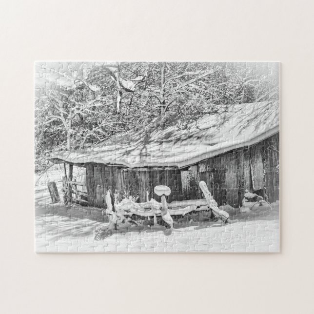 Puzzle Hiver Rural Scène Grange & Râteau - Tennessee Phot (Horizontal)