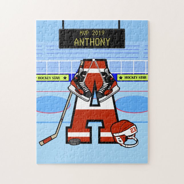 Puzzle Hockey sur glace initial personnalisé (Vertical)