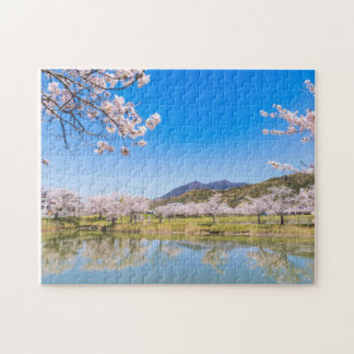 Puzzle Hojo Pond and cherry blossoms