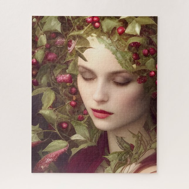 Puzzle Holly Berries Belle Femme Vacances (Vertical)