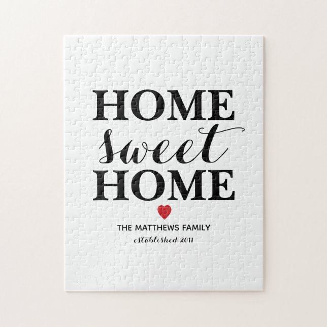 Puzzle Home Sweet Home Nom personnalisé (Vertical)