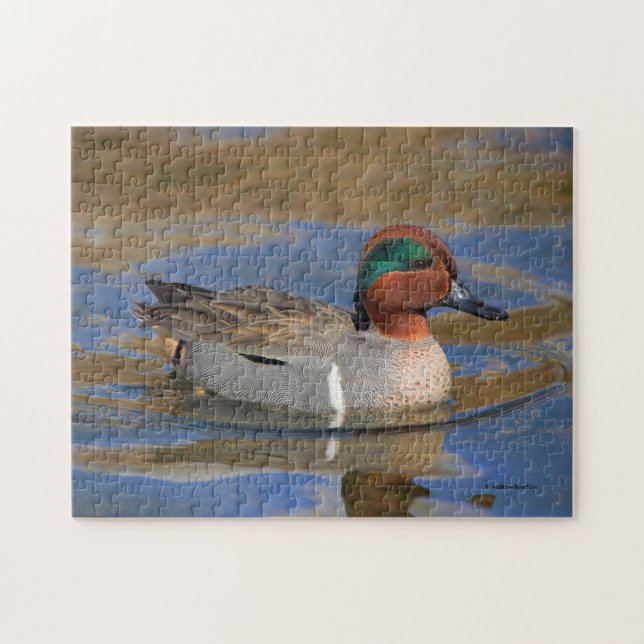 Puzzle Homme à ailes vertes Turquoise à l'étang (Horizontal)