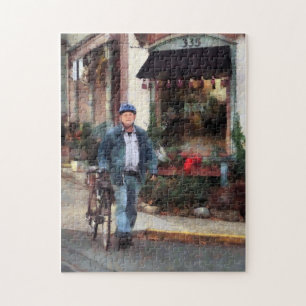 Puzzle Homme traversant la rue avec un vélo