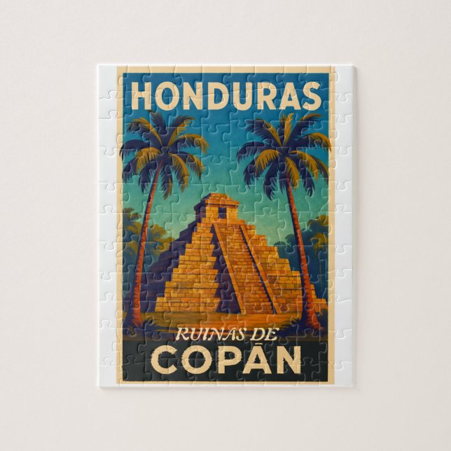 Puzzle  HondurasRuinas de Copán Retro poster (Vertical)