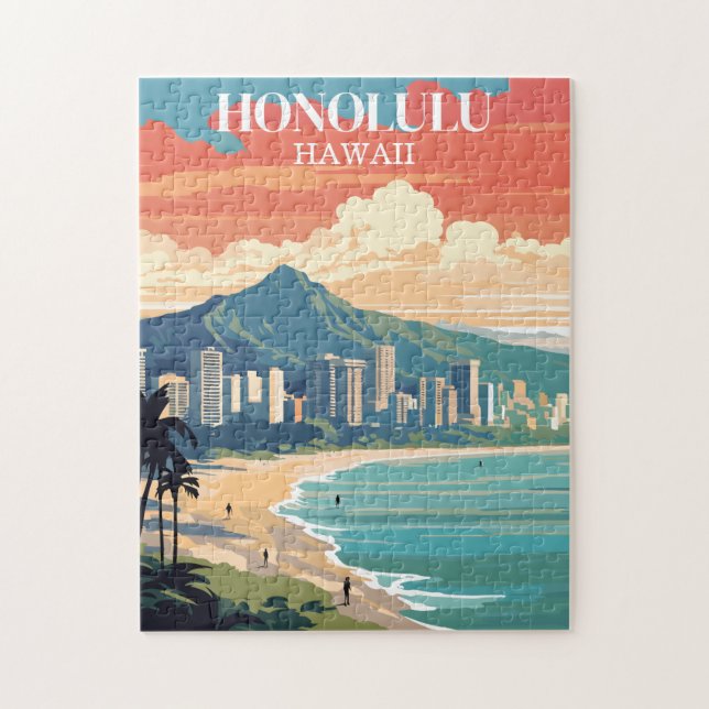 Puzzle Honolulu, Hawaii: Travel Vintage (Vertical)