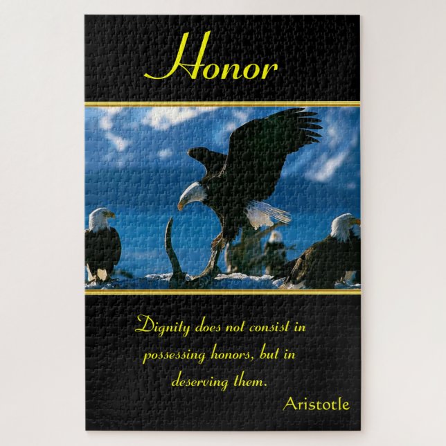 Puzzle Honor eagles on the ocean shore stand (Vertical)