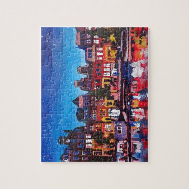 Puzzle Horizon d'Amsterdam avec le canal la nuit (Vertical)
