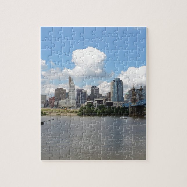Puzzle Horizon de Cincinnati, Ohio avec la rivière Ohio (Vertical)
