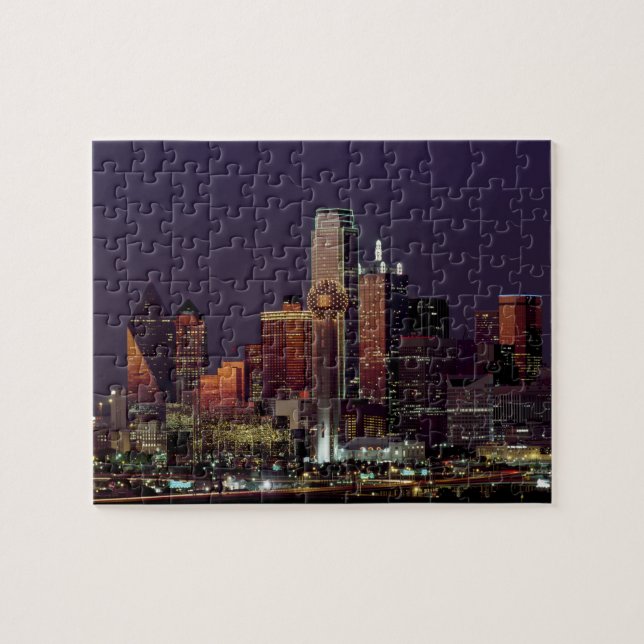 Puzzle Horizon de nuit de Dallas, le Texas (Horizontal)