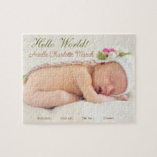 Puzzle Horizontal mignon bébé et papa Faire-part de naiss