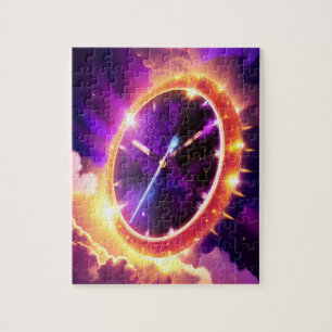 Puzzle Horloge rose et violette cosmique piquer l'espace 