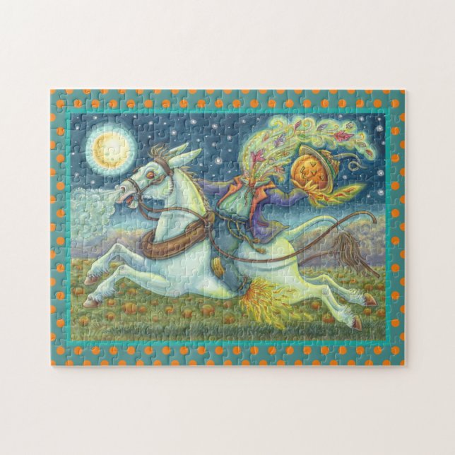 PUZZLE HORSEMAN SCARECROW SANS TÊTE SUR MULE BLANCHE PUZZ (Horizontal)
