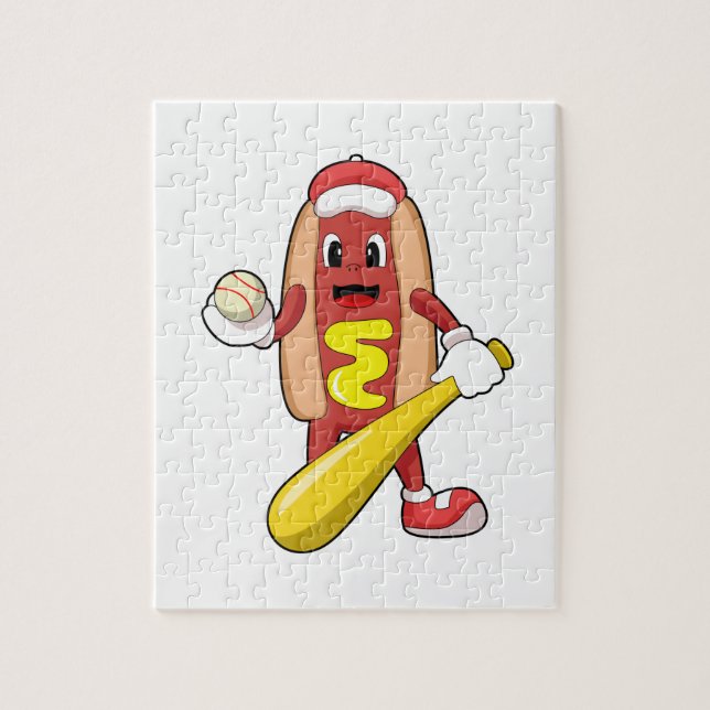 Puzzle Hot dog at baseball with baseball (Vertical)