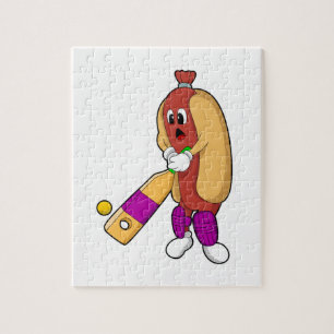 Puzzle Hotdog au cricket avec batte de cricket