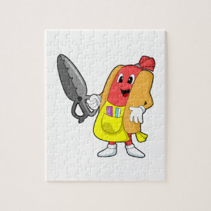 Puzzle Hotdog comme coiffeur avec ciseaux