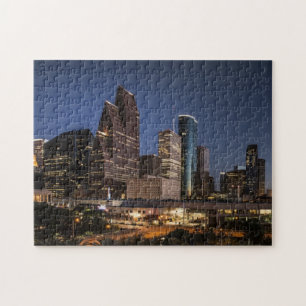 Puzzle Houston Skyline Night Lighs and City Life Photo