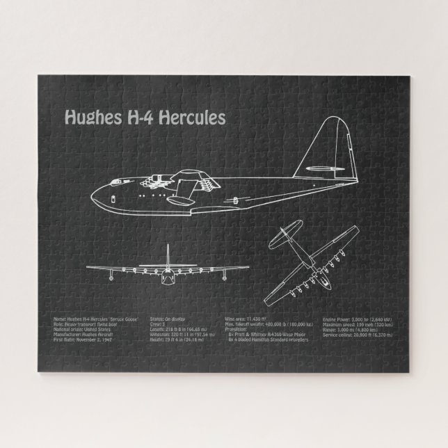 Puzzle Hughes H-4 Hercules Oie d'épinette - Plans d'avion (Horizontal)