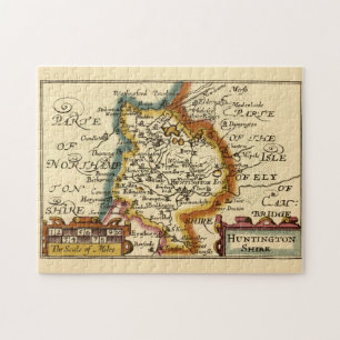 Puzzle Huntingdonshire Comté Angleterre Ancienne carte An