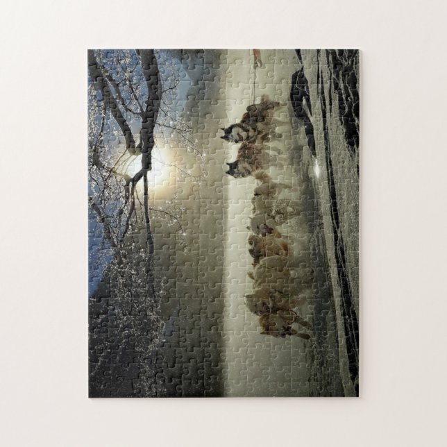 Puzzle Huskies Dans La Neige (Vertical)