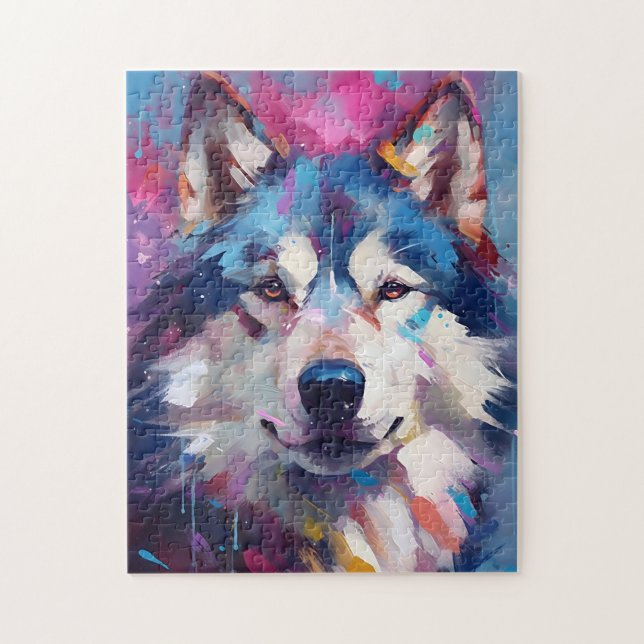 Puzzle Husky coloré (Vertical)