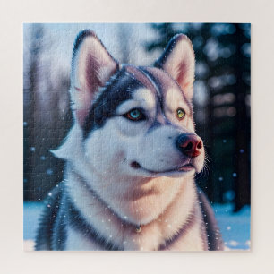 Puzzle Husky Stares en hiver