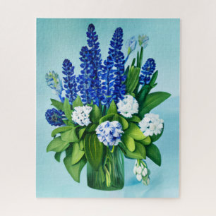 Puzzle Hyacinthes bleu de Cobalt et Hydrangées