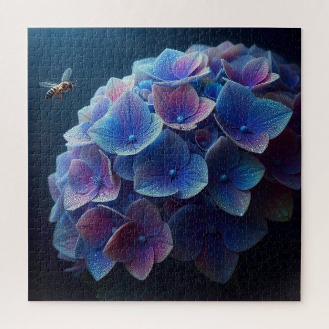 Puzzle Hydrangeas Floral Purple et Bleu (Vertical)