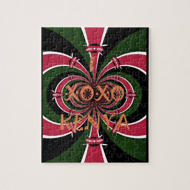 Puzzle I Love Kenya XOXO National Flag Colors (Vertical)