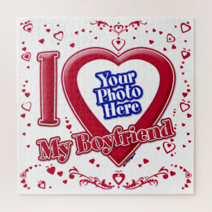 Puzzle I Love My Boyfriend Photo Coeurs rouges