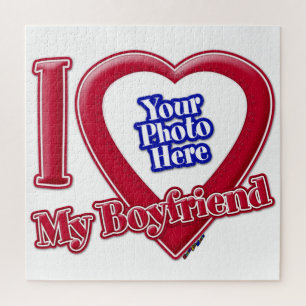 Puzzle I Love My Boyfriend Photo Red Heart