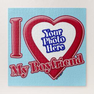 Puzzle I Love My Boyfriend Photo Red Heart Blue Horizon