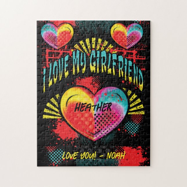 Puzzle I Love My Girlfriend Graffiti Nom personnalisé (Vertical)
