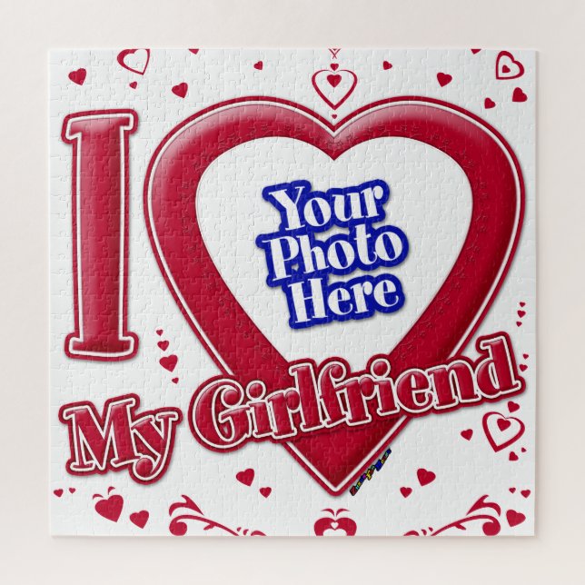 Puzzle I Love My Girlfriend Photo Coeurs rouges (Vertical)