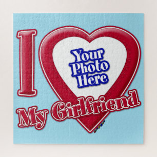 Puzzle I Love My Girlfriend Photo Red Heart Blue Horizon