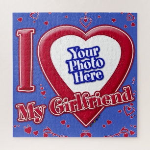 Puzzle I Love My Girlfriend Photo Red Hearts Deep Royal B