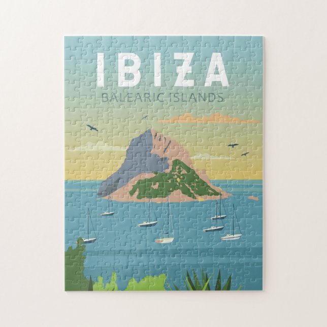 Puzzle Ibiza Espagne Voyage Art Vintage (Vertical)
