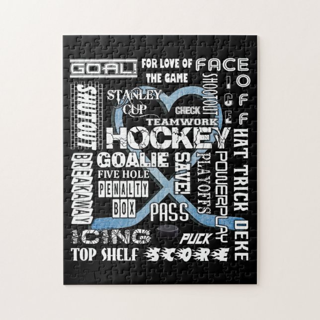 Puzzle Ice Blue Heart Hockey Mots White Logo (Vertical)