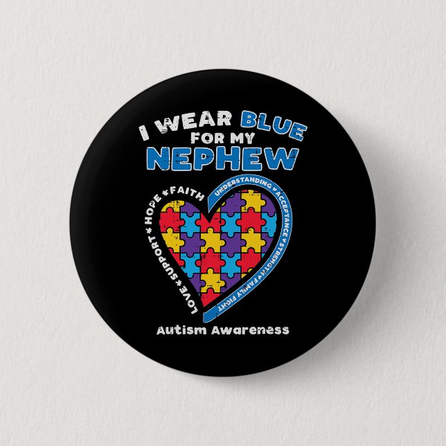 Puzzle ich trage Blue Nephew Autismus Awareness Fa Button (Vorderseite)
