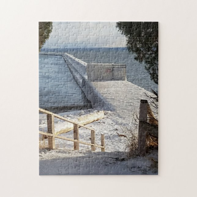 Puzzle Icy Breakwall Lac Supérieur Marquette Michigan (Vertical)