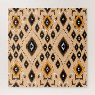 Puzzle Ikat Ethnic Geometry Folklore Motif