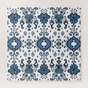 Puzzle Ikat, ornement tribal, sans couture ethnique.