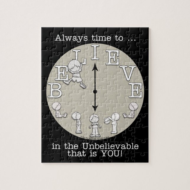 Puzzle Il est temps de croire-petit garçon et horloge (Vertical)