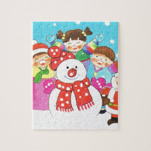 Puzzle Il est temps de neige ! Joyeux Noël, enfants dans