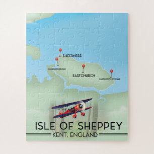 Puzzle île de Sheppey Kent Angleterre affiche de voyage