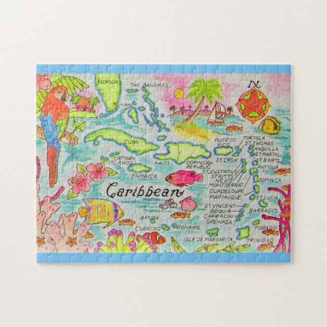 Puzzle Îles 11x14 illustrées de manière colorée  (Horizontal)