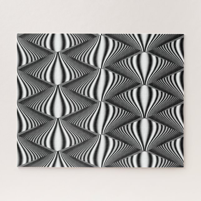 Puzzle Illusion 3D noir et blanc | Adulte en difficulté (Horizontal)