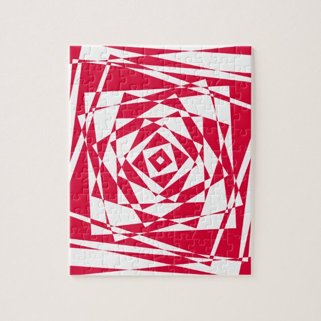Puzzle Illusion abstraite rouge blanc (Vertical)