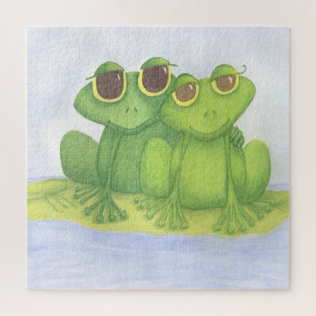 Puzzle Illustration Adorable Frog Lovers (Vertical)