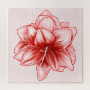 Puzzle Illustration Amaryllis rose et blanc